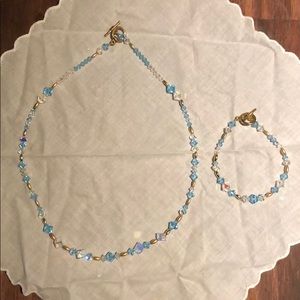 Light Blue Beaded necklace and bracelet